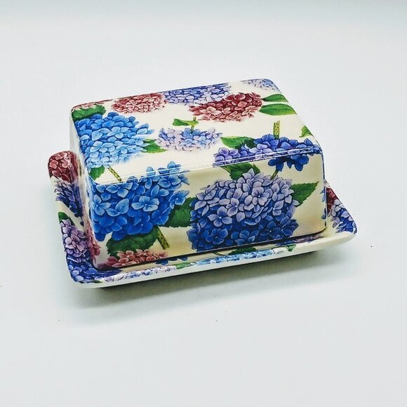 Shannonbridge Potteries Ireland Hydrangea Ceramic Covered Dish - Picture 2 of 5